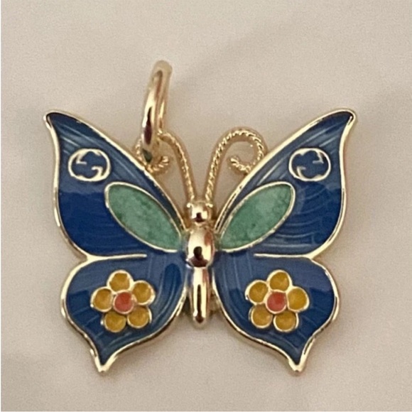 Gucci Blue and Gold Butterfly Pendant - Picture 1 of 4